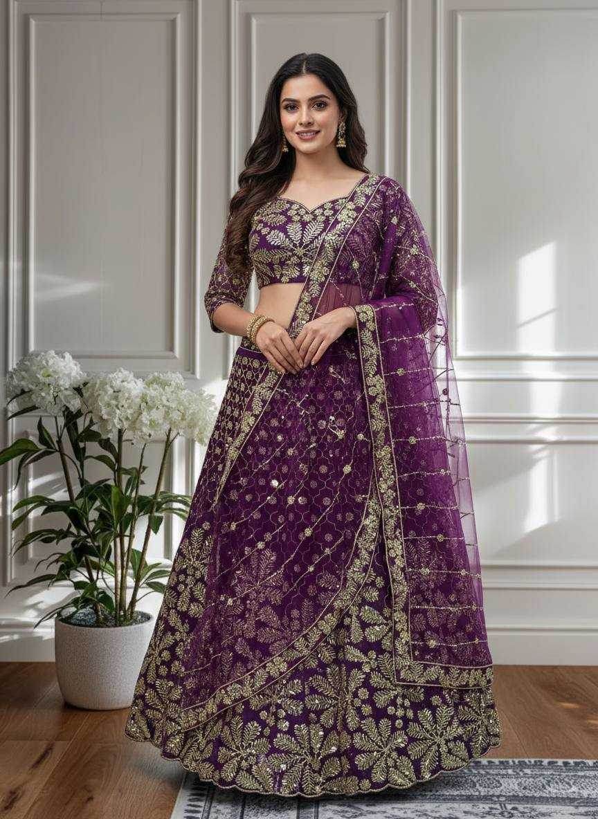 Butterfly Net Embroidered Lehenga - MYLUXURY LANE ENTERPRISE